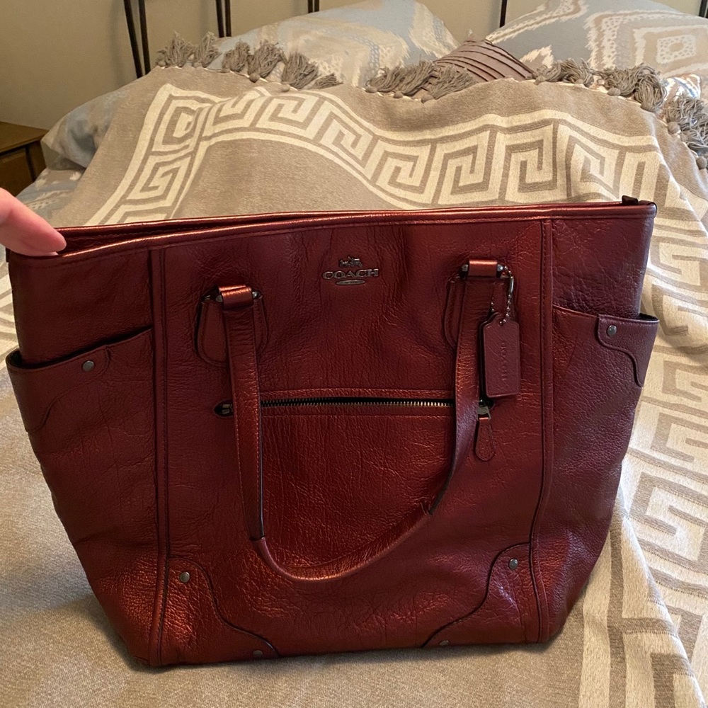 NWOT Coach Tote. Burgundy leather